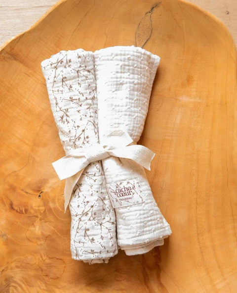 Baby-Mulltücher im 2er-Set – Beige – Cache Cœur – GOTS Bio-Baumwolle, weich & vielseitig