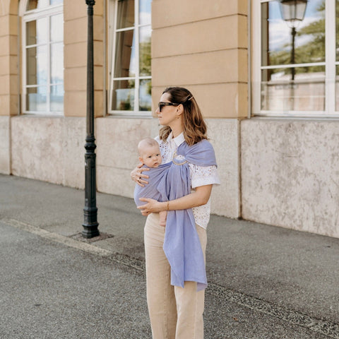 Fascia porta bebè ergonomica Ring Sling in lino kaki